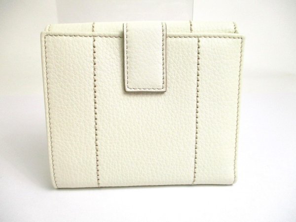 Photo2: Salvatore Ferragamo Gancini White Leather Gold H/W Bifold Wallet #a562