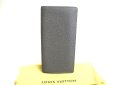 Photo1: LOUIS VUITTON Gray Taiga Leather Flap Bill Wallet Portefeuille Long #a564 (1)