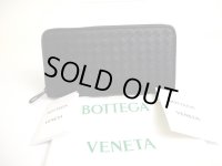 BOTTEGA VENETA Intrecciato Black Leather Round Zip Wallet Purse #a573