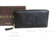 Photo1: GUCCI Interlocking G Black Leather Round Zip Long Wallet #a574 (1)