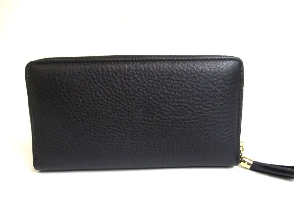 Photo2: GUCCI Interlocking G Black Leather Round Zip Long Wallet #a574