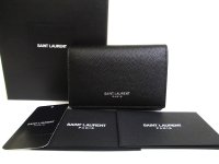 Saint Laurent YSL Black Leather 6 Pics Key Chain #a575