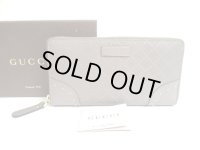 GUCCI Damante Gray PVC Canvas Leather Long Round Zip Wallet #a576