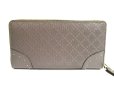 Photo2: GUCCI Damante Gray PVC Canvas Leather Long Round Zip Wallet #a576 (2)