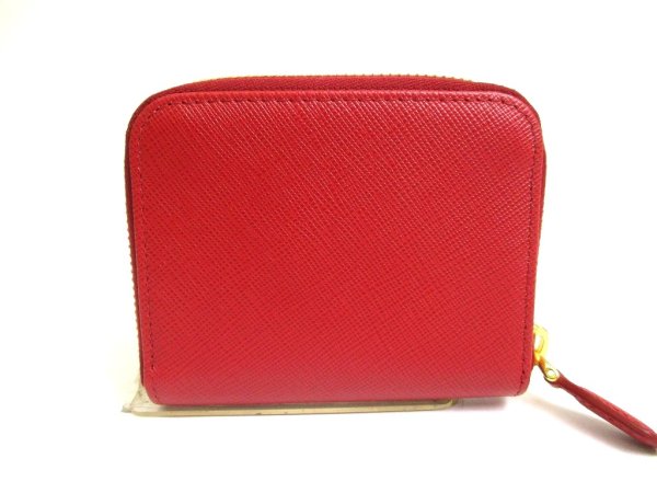 Photo2: PRADA Saffiano Red Leather Coin Case Purse #a577