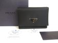 Photo1: PRADA Black Nylon and Leather Trifold Wallet Purse #a578 (1)