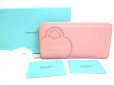 Photo1: Tiffany & Co. Return to Tiffany Pink Leather Large Zip Wallet #a579 (1)