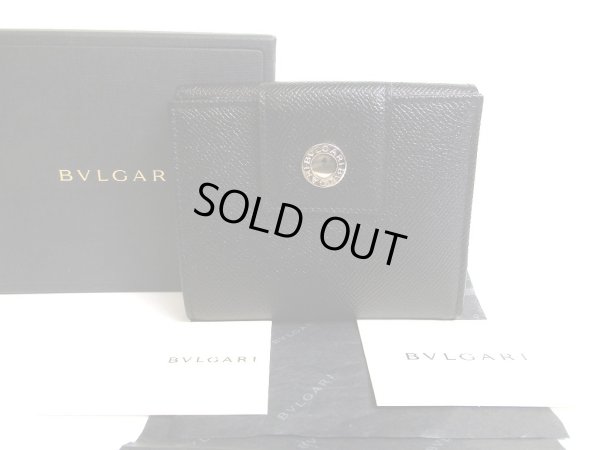 Photo1: BVLGARI Black Leather Bifold Wallet Compact Wallet #a581