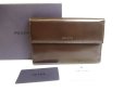 Photo1: PRADA Dark Brown Leather Trifold Wallet Compact Wallet #a582 (1)