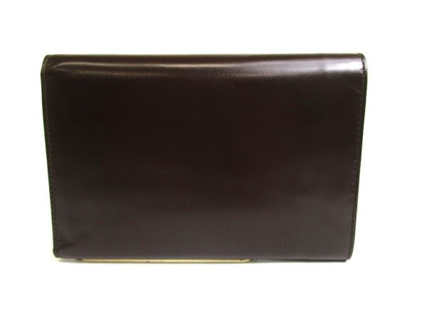 Photo2: PRADA Dark Brown Leather Trifold Wallet Compact Wallet #a582