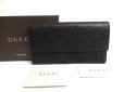 Photo1: GUCCI Guccissima Black Leather Trifold Long Flap Wallet #a584 (1)