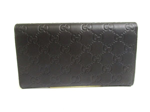 Photo2: GUCCI Guccissima Black Leather Trifold Long Flap Wallet #a584