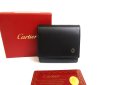 Photo1: Cartier Pasha de Cartier Black Leather Silver H/W Coin Purse #a585 (1)