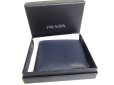 Photo12: PRADA Saffiano Navy Blue Gray Leather Bifold Wallet Compact Wallet #a586