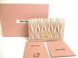 Photo1: miu miu Beige Matelasse Beige Leather Card Case Card Holder #a587 (1)