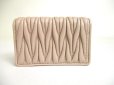 Photo2: miu miu Beige Matelasse Beige Leather Card Case Card Holder #a587 (2)