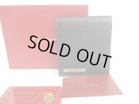 Cartier Santos de Cartier Black Leather Bifold Bill Wallet Card Holder #a588