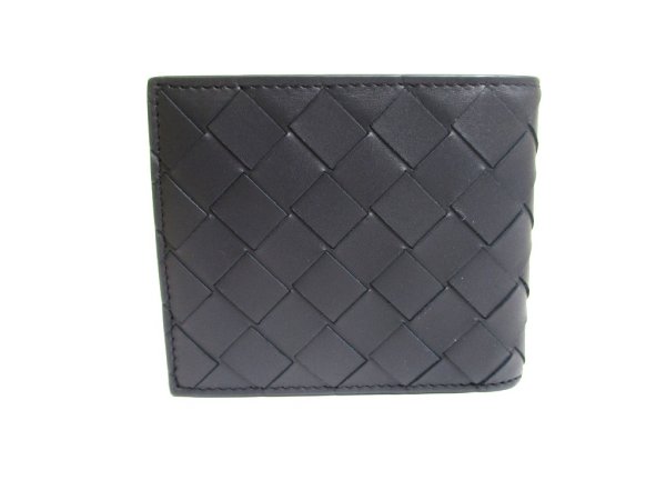 Photo2: BOTTEGA VENETA Dark Navy Blue Leather Small Bi-Fold Bill Wallet #a594