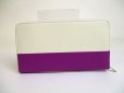 Photo2: CELINE Off White and Purple Leather Silver H/W Round Zip Long Wallet #a597 (2)