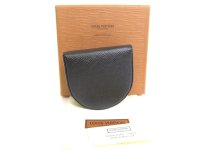 LOUIS VUITTON Taiga Black Leather Coin Purse Porto Monnaie Gousset #a600