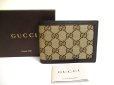 Photo1: GUCCI Green GG Canvas Brown Leather Bifold Wallet Compact Wallet #a602 (1)