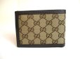 Photo2: GUCCI Green GG Canvas Brown Leather Bifold Wallet Compact Wallet #a602 (2)