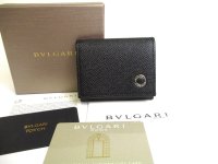 BVLGARI BVLGARI Black Leather Coin Purse #a612