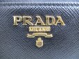 Photo10: PRADA Saffiano Black Leather Gold H/W Large Round Zip Long Wallet #a616