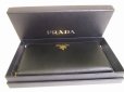 Photo12: PRADA Saffiano Black Leather Gold H/W Large Round Zip Long Wallet #a616