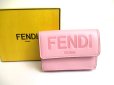 Photo1: FENDI ROMA Pink Leather Trifold Wallet Compact Wallet #a617 (1)