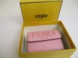 Photo12: FENDI ROMA Pink Leather Trifold Wallet Compact Wallet #a617