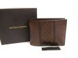 Photo1: BOTTEGA VENETA Intrecciato Brown Leather Bifold Wallet Compact Wallet #a631 (1)