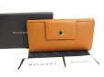 Photo1: BVLGARI Brown Leather Classico Gold H/W Trifold Long Flap Wallet #a632 (1)