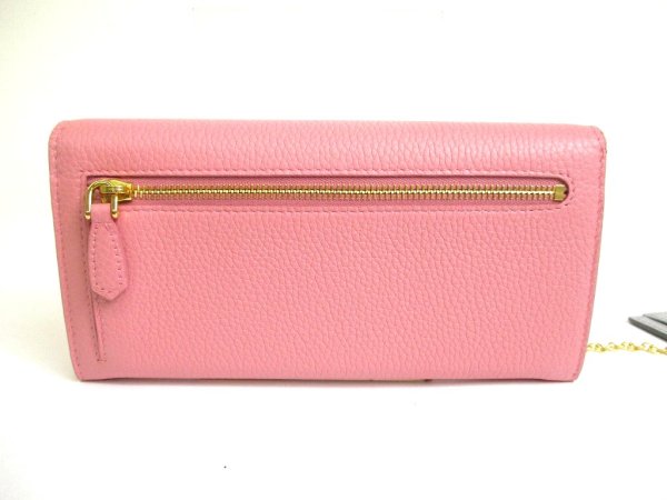 Photo2: PRADA Pink and Gray Deer Leather Bifold Long Flap Wallet #a636