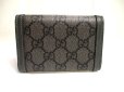 Photo2: GUCCI Double G Gray Coating Canvas Leather Card Holder #a637 (2)