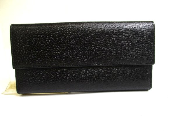 Photo2: GUCCI Vintage G Clip Black Leather Long Flap Wallet Purse #a646