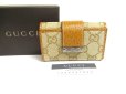 Photo1: GUCCI GG Beige Canvas Brown Leather 6 Pics Key Chain #a652 (1)