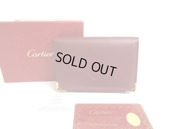 Photo1: Cartier Must de Cartier Bordeaux Leather Card Holder #a655