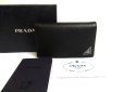 Photo1: PRADA Black Saffiano Triang Leather Card Case Card Holder #a656 (1)