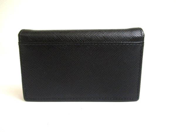 Photo2: PRADA Black Saffiano Triang Leather Card Case Card Holder #a656