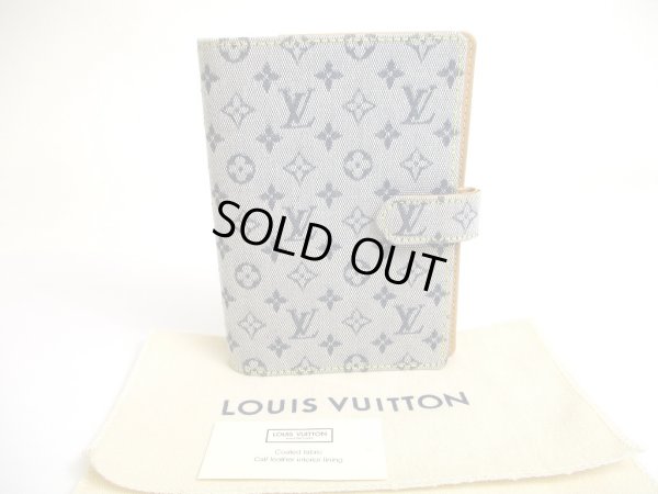 Photo1: LOUIS VUITTON Monogram Mini Blue Document Holders Small Ring Agenda Cover #a663