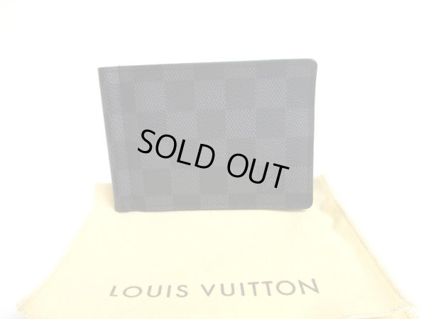 Photo1: LOUIS VUITTON Damier Graphite Leather Bifold Pince Bill Wallet #a674
