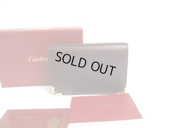 Photo1: Cartier Must de Cartier Bordeaux Leather Card Holder #a682