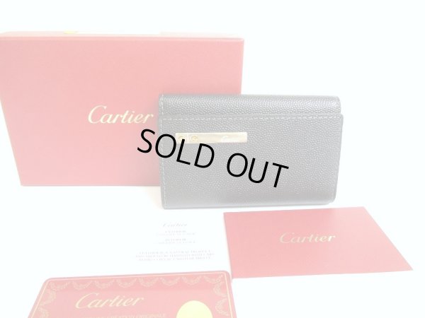 Photo1: Cartier Santos Black Leather 6 Pics Key Cases #a700