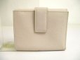 Photo2: Salvatore Ferragamo Gancini Light Beige Leather Silver H/W Bifold Wallet #a701 (2)