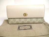 GUCCI Marmont G Off White Leather Continental Wallet Flap Long Wallet #a709