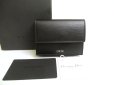 Photo1: Dior Homme Black Leather Infinity Trifold Wallet Compact Wallet #a716 (1)