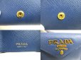Photo10: PRADA Blue Saffiano Mtal Leather Trifold Wallet Compact Wallet #a717