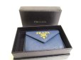 Photo12: PRADA Blue Saffiano Mtal Leather Trifold Wallet Compact Wallet #a717