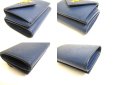 Photo7: PRADA Blue Saffiano Mtal Leather Trifold Wallet Compact Wallet #a717